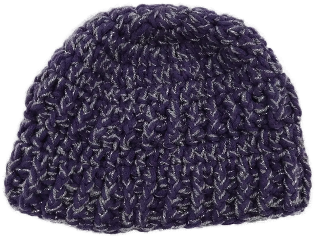 Damenhaube violett mit silbern glänzen Einwebungen - M/L - Bild 1