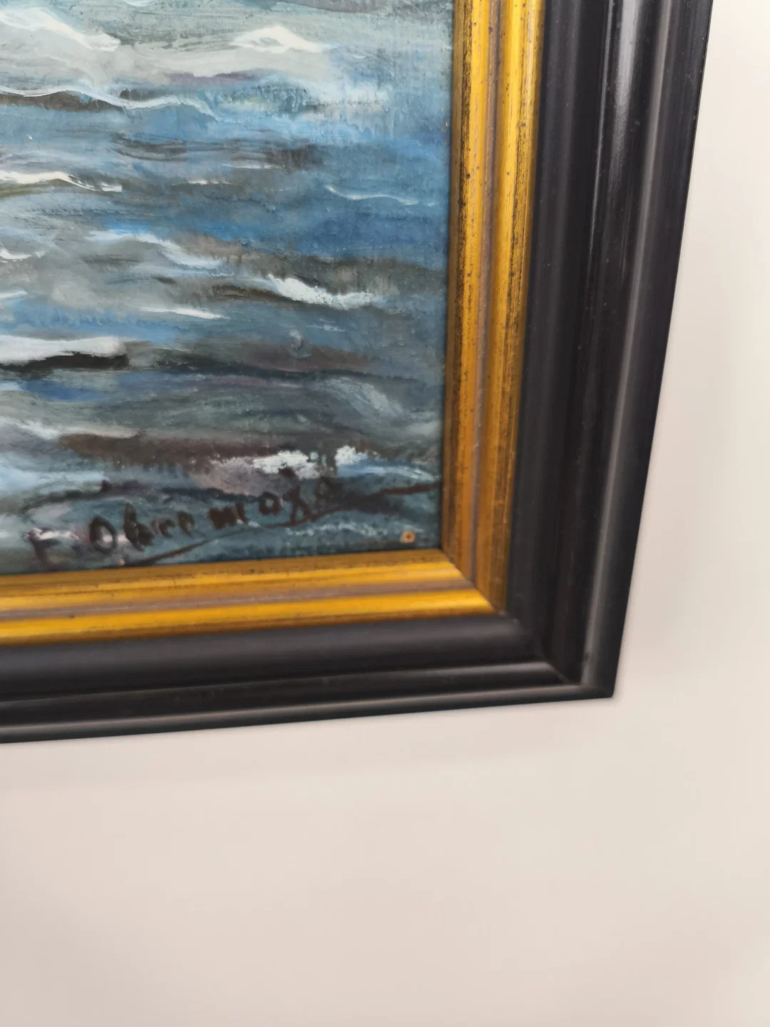 Gemälde "Meer" mit Rahmen, 38 x 43cm – Bild 4