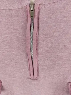 T-Shirt, dreiviertelarm mit Rundhalsausschnitt und Zipp, altrosa meliert, Größe 48 - Bild 2