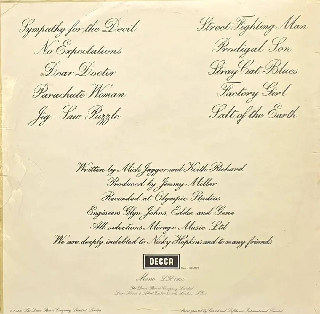 LP Vinyl Rolling Stones "Beggars Banquet" Mono LK4955 – Bild 2