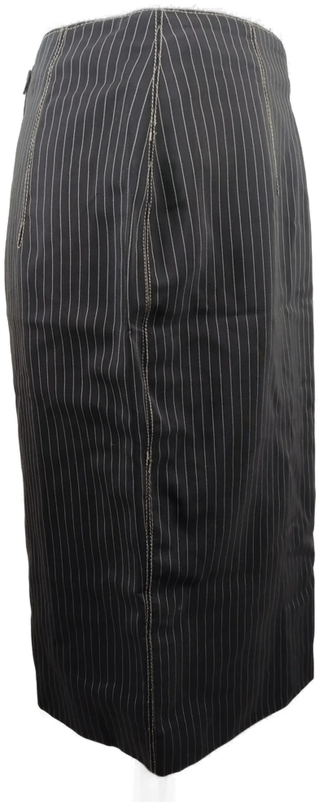 Jean Paul Gaultier GIBO Midirock Nadelstreifen Bundweite 66 cm, Gr. XS | Designer-Ikone – Bild 3
