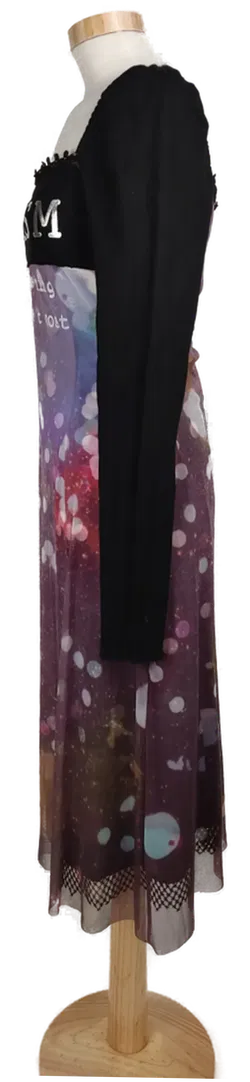 Damen Kleid schwarz/lila gemustert - M/40 - Bild 3