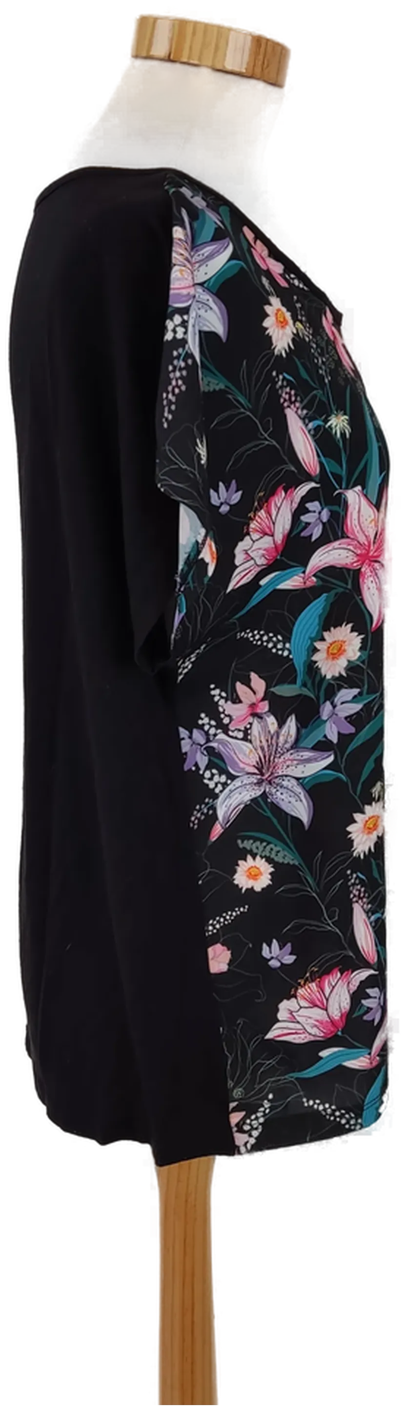 Geblümtes Kurzarm Damen T-Shirt schwarz -  Gr. 42 – Bild 2