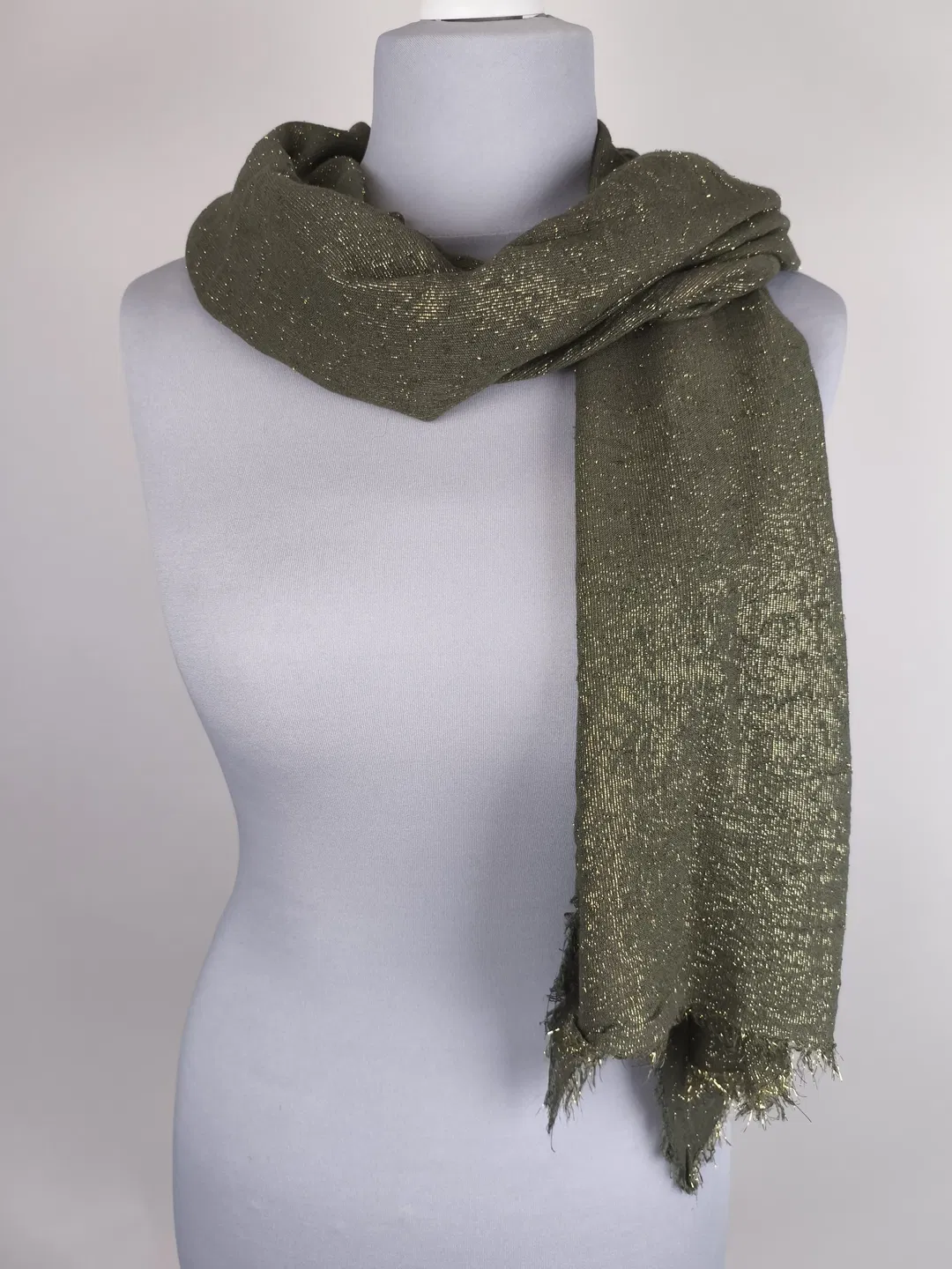 Damen Schal Tuch olivgrün und gold - Bild 4