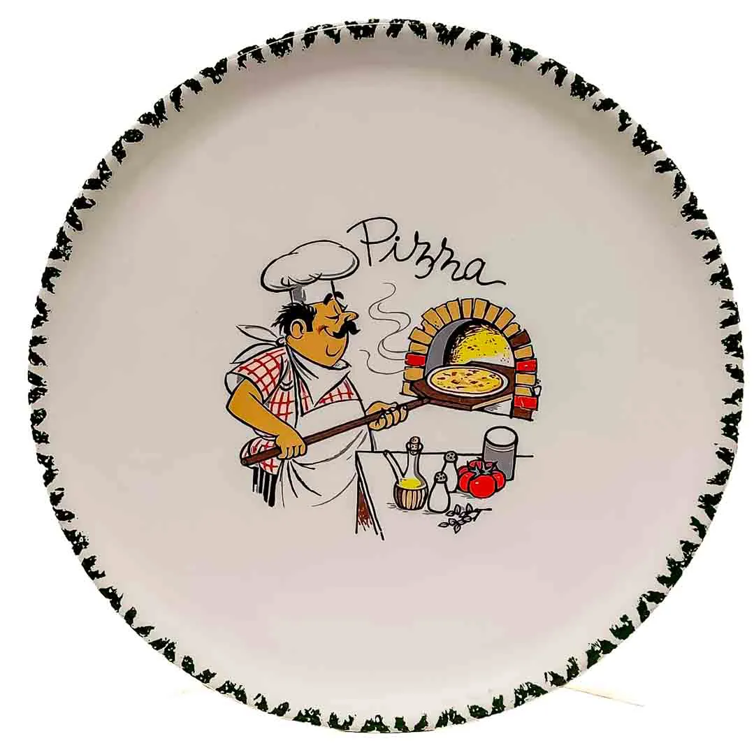 5er Set Vintage Pizzateller „Chef“ – Massive Keramik (Ø 30,5 cm) – Bild 1