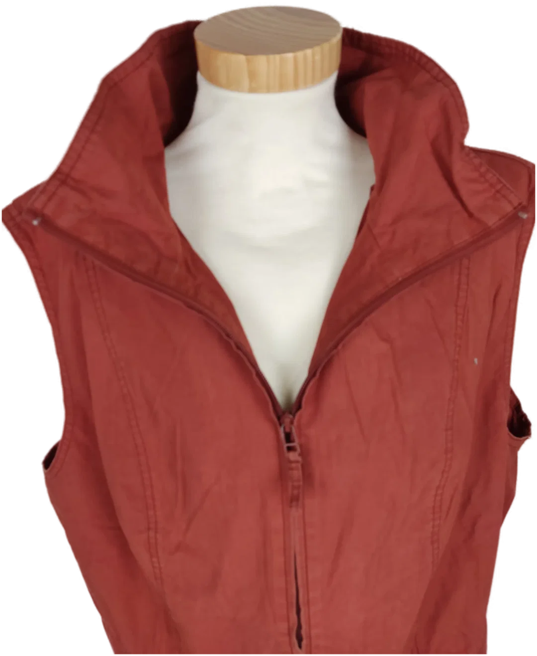 Gilet "encadée", ärmellos mit Stehkragen, braun mit Taschen, Größe 50 – Bild 2