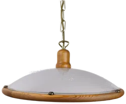 Zeitlose Deckenlampe mit Glasschirm/ Holz - Bild 2