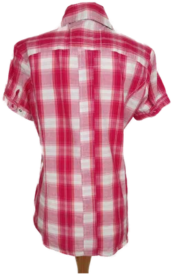 Madonna Damen Hemd kurzarm pink/rosa/weiß kariert - M/38 - Bild 2