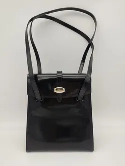 Furla - Große Vintage Schultertasche, Lackleder schwarz - Bild 14
