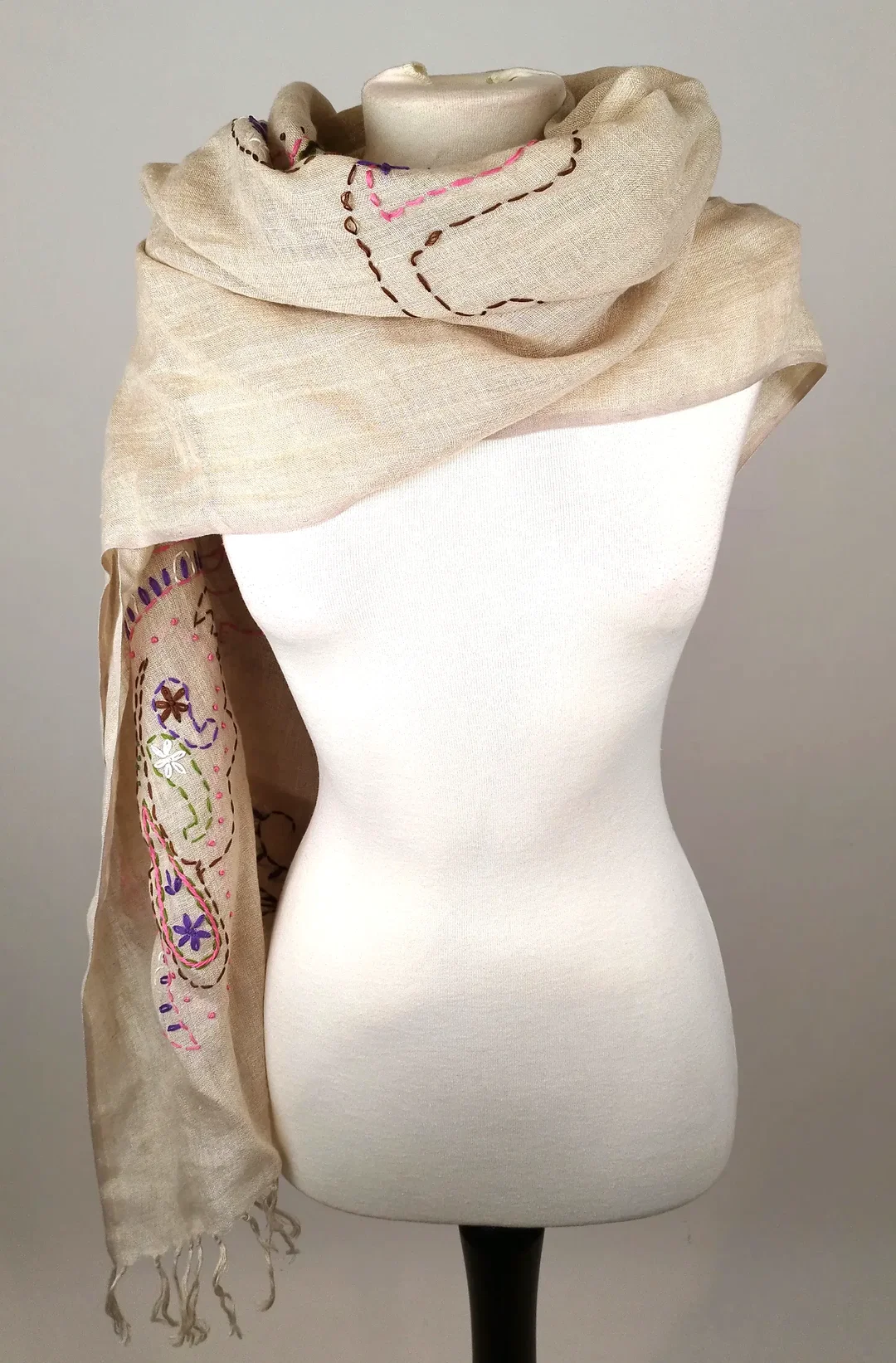 Bestickter Altea Schal - 100% Leinen - Bild 1