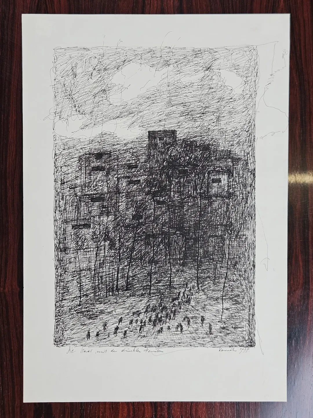 Franz Hametner - Die Stadt mit den dunklen Fenstern - Feder/Tusche Zeichnung - Bild 1