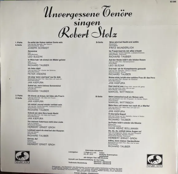 Schallplatte Unvergessene Tenöre singen Robert Stolz 1974 Marcato – 63 386 (2 LP) – Bild 2