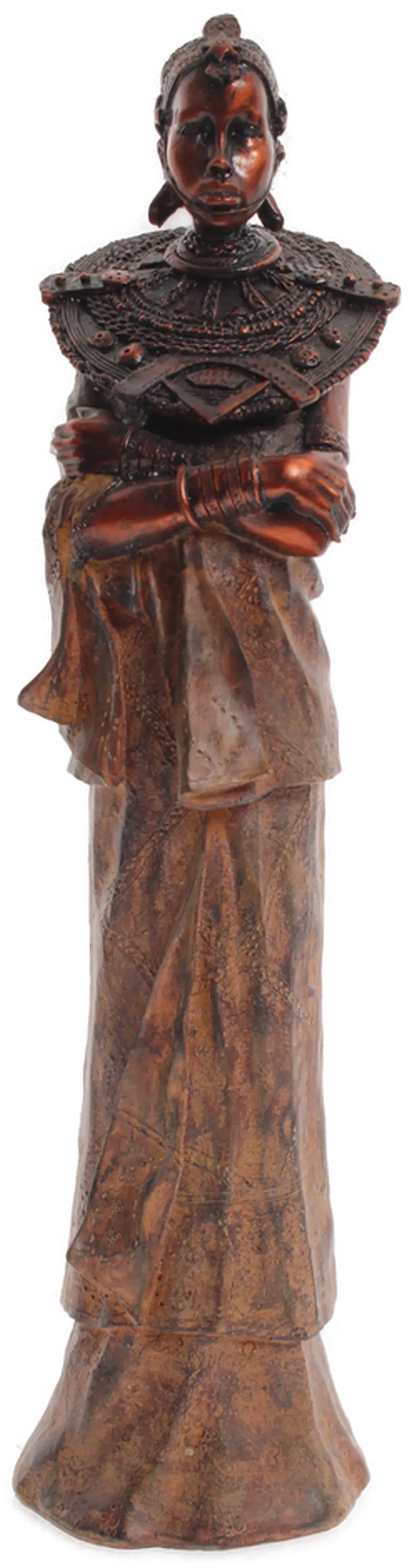 Afrikanisch Inspirierte Statuette / Figur einer Frau in Festtagstracht (ca. 36 cm) - Bild 4