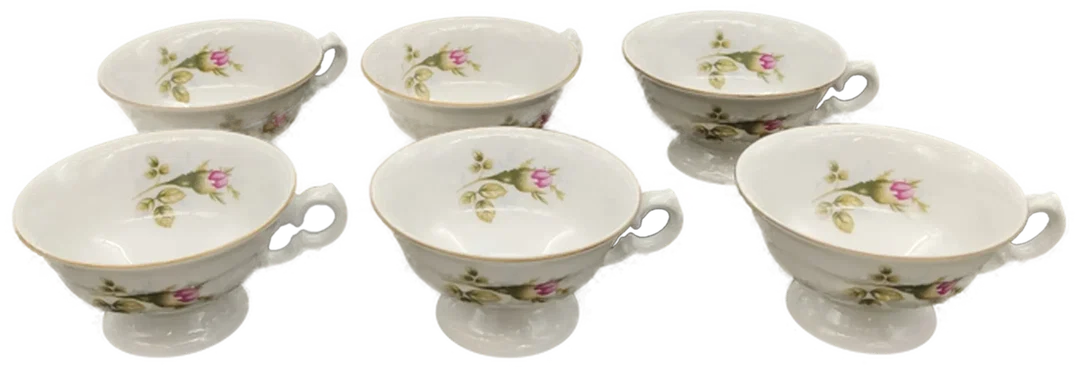 Hochwertiges 14-teiliges Wessel Porzellangeschirr für Tee/Kaffee mit Blumenmuster – Bild 5