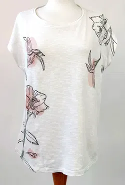 Tom Tailor Damen T-Shirt mit Blumenmuster weiß  - Gr. M/38 - Bild 1