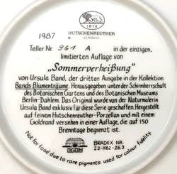 Hutschenreuther Sammelteller 1987 - „Sommerverheißung“ von Ursula Band (Teller 961 A) – Vorschau 3