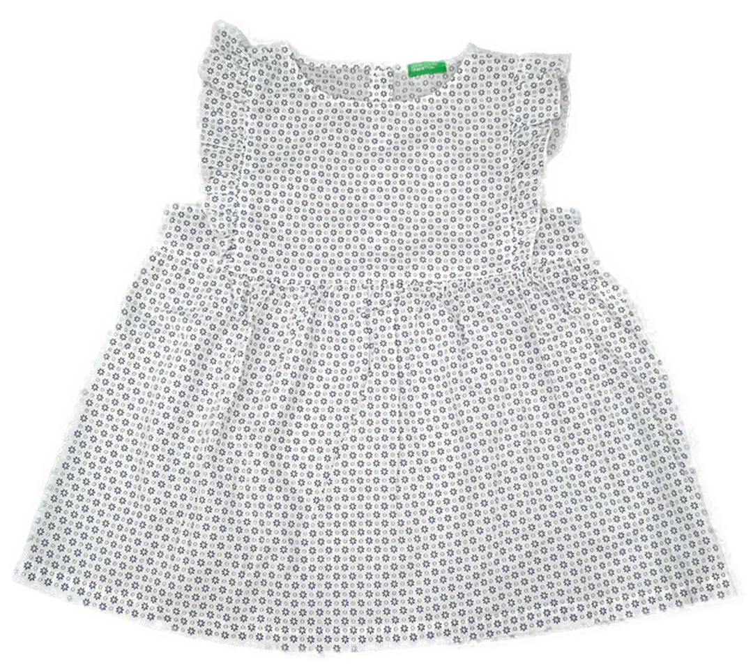 United Colors of Benetton Kinderkleid weiß gemustert Gr. M - Bild 1