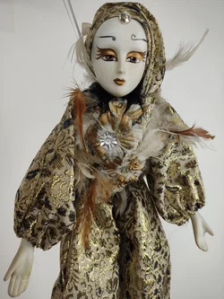 Harlekin Porzellanpuppe Gold 50 cm | Sammler-Unikat - Bild 3