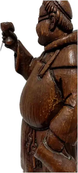 Rustikale Mönchsfigur mit Weinbecher und Fass – Vorschau 2