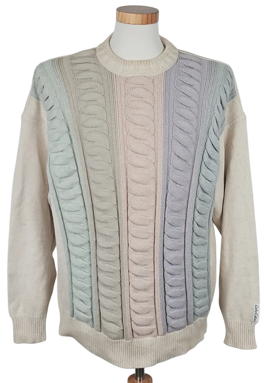 Carlo Colucci Vintage Herren Pullover, grau/beige - Gr. XXL - Made in Germany - Bild 1