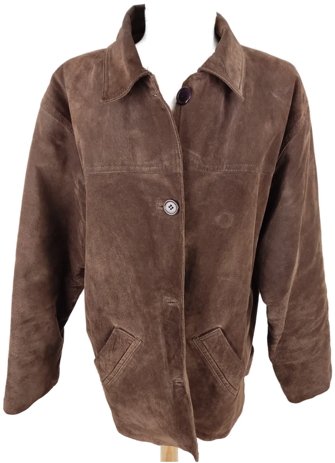 Echtlederjacke "Fascination in Leather", langarm mit Kragen, dunkelbraun mit Taschen, Größe 42 – Bild 1