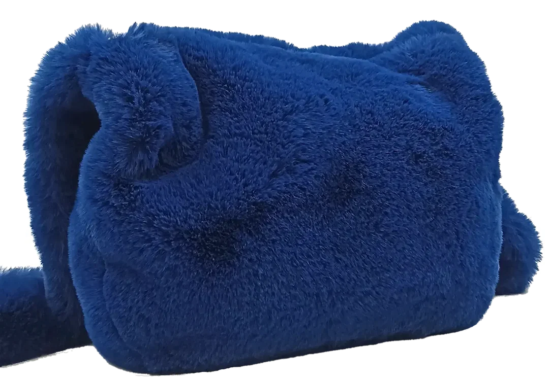 Umhängetasche aus Kunstpelz blau - Bild 1