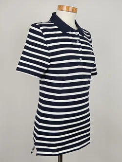 TOMMY HILFIGER Damen Poloshirt, blau/weiß - Gr. M  - Bild 2