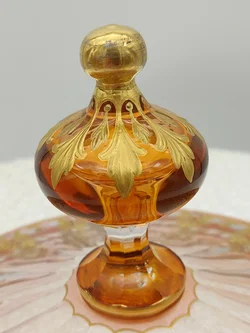 Glas Bowle-Gefäß mit Unterteller mit Golddekor | Festlicher Blickfang – Vorschau 12