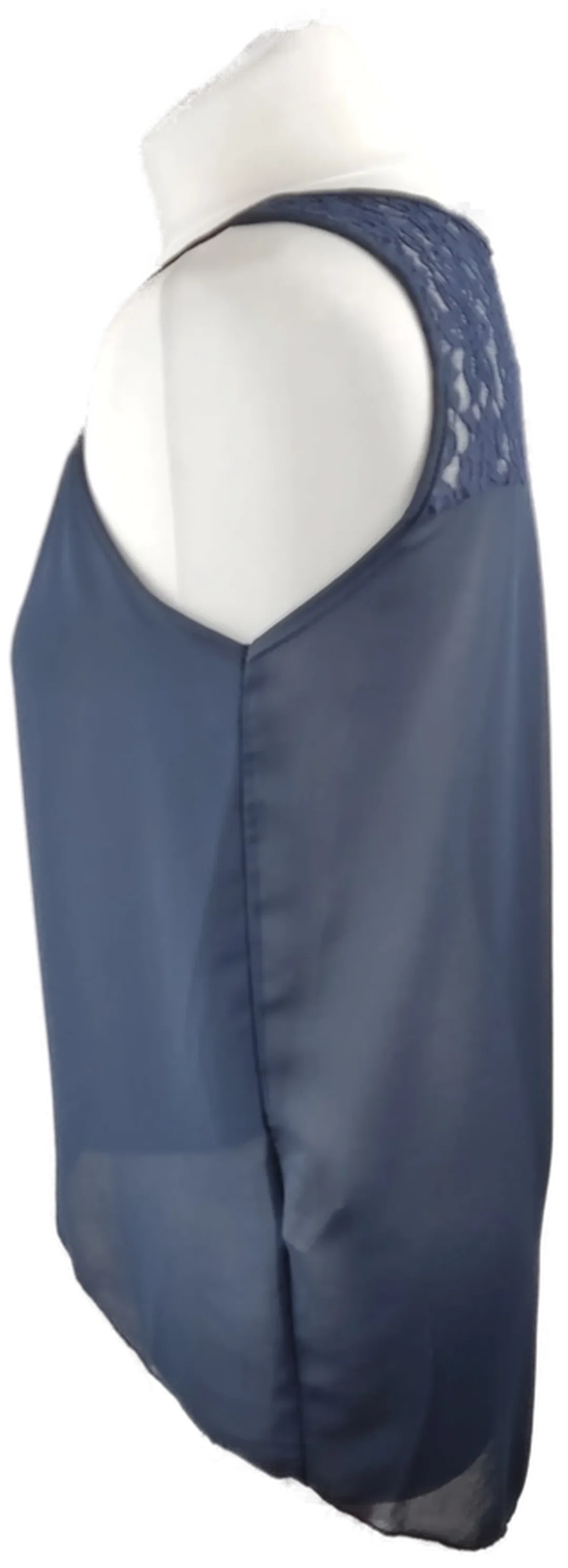 Damenbluse XS/34 Blau Mit Spitzeneinsatz | Zeitloser Charme – Bild 2
