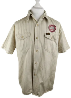 Herren Kurzarm Hemd Wrangler Beige Gestreift | Casual-Klassiker – Vorschau 1