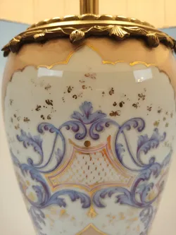 Tischlampe mit Porzellanfuß / Creme-Rose-Lila - Bild 4