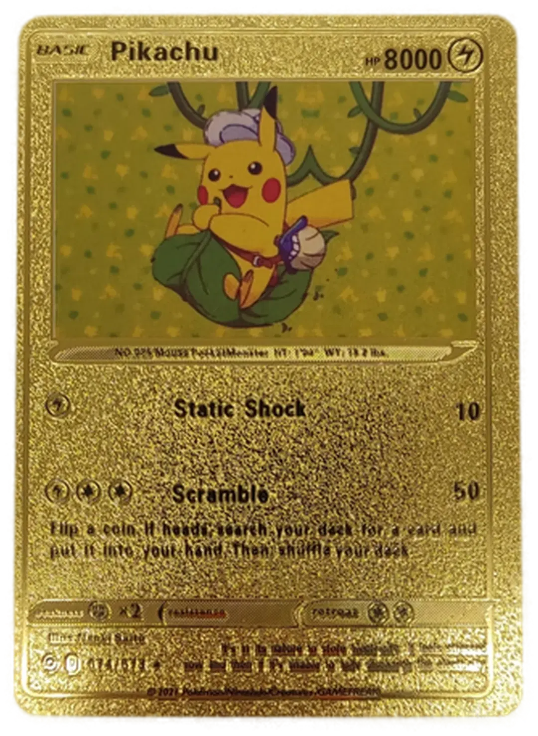  Pokémon Sammelkarte Goldfolie Pikachu BASIC - Bild 1