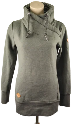 Damenpullover Größe 36 in Olivgrün mit Kragen | Casual-Chic