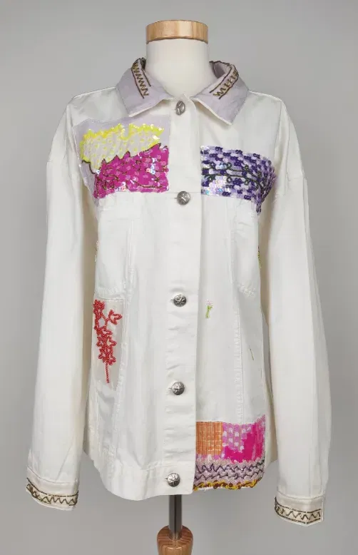 Lily Farouche Damen Jeansjacke, weiß - Gr. L - Bild 4