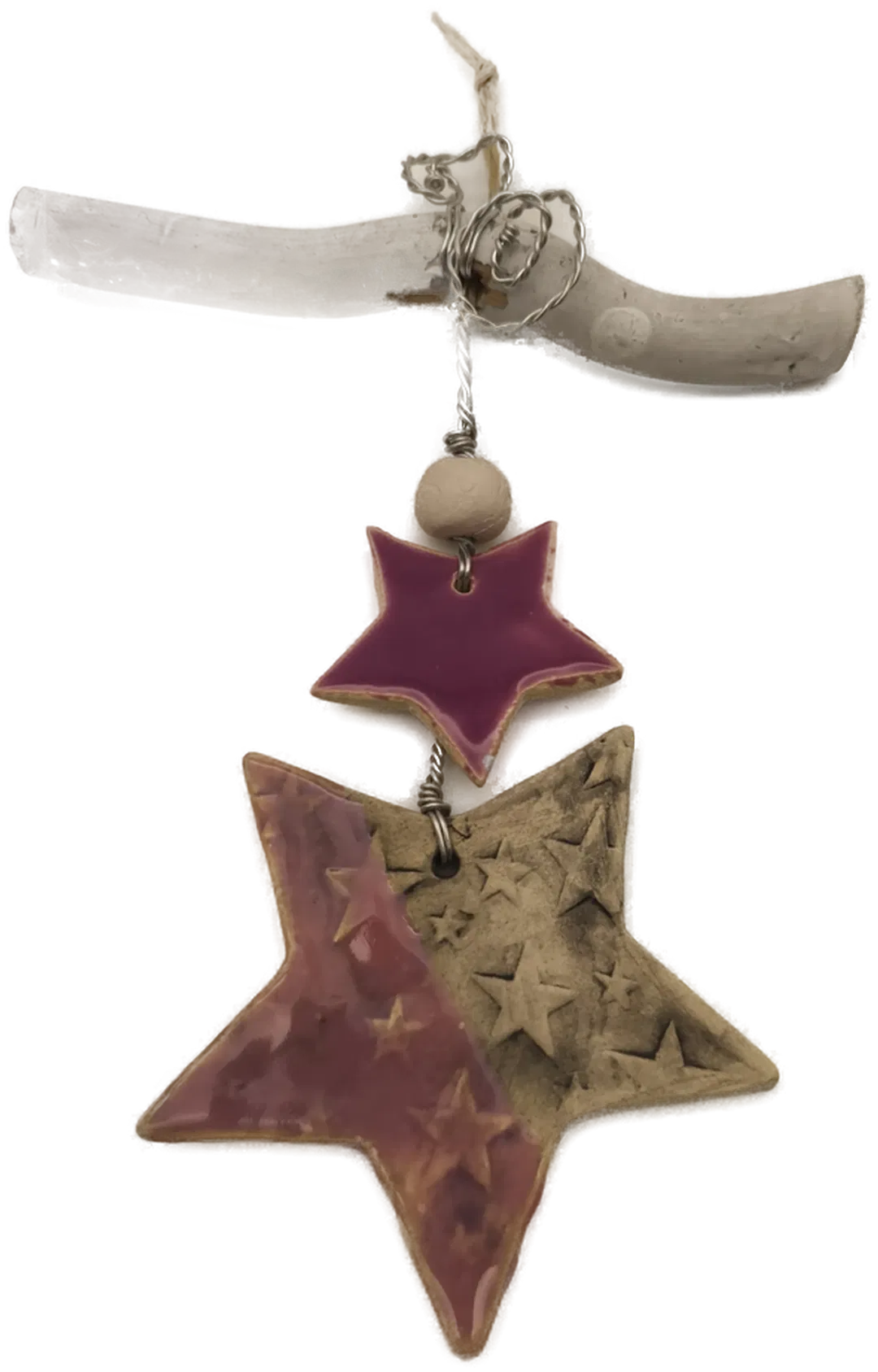 Deko Weihnachten, Keramikstern violett - Bild 1