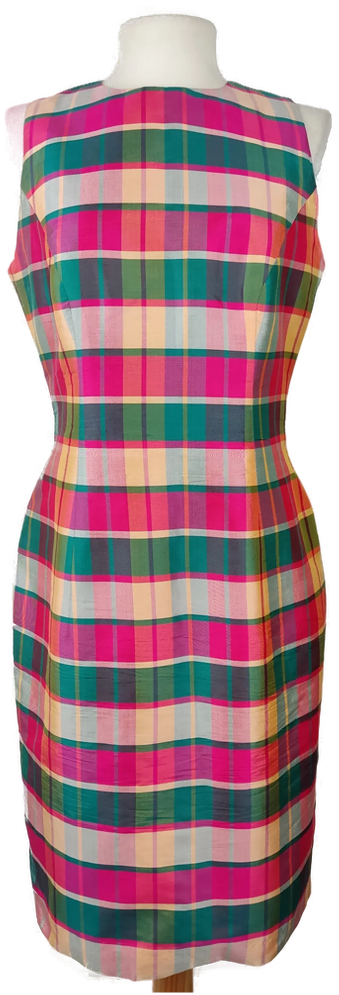 Seiden-Etuikleid Tartan-Karo | Eleganter Vintage-Charme - Bild 1