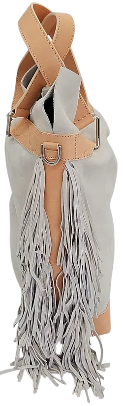 Max V. Koenig Damen Handtasche mit Fransen, grau/creme - Höhe ca. 37 cm  - Bild 2