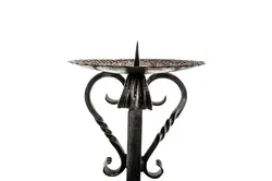 Antik-Schwarzer Kerzenständer aus Gusseisen, handgeschmiedet ca. 75 cm - Bild 2