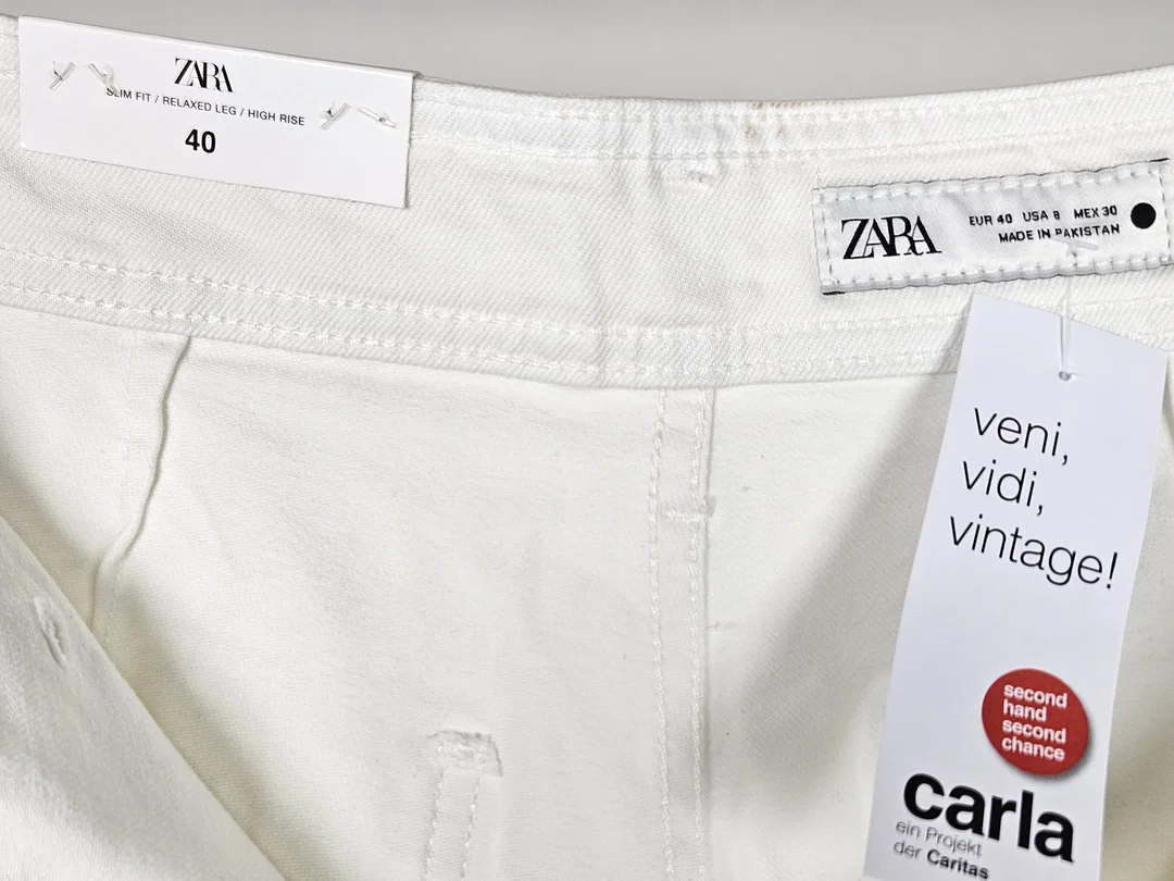 ZARA Damen Jeanshose, weiß - Gr. L / 40 – Bild 4