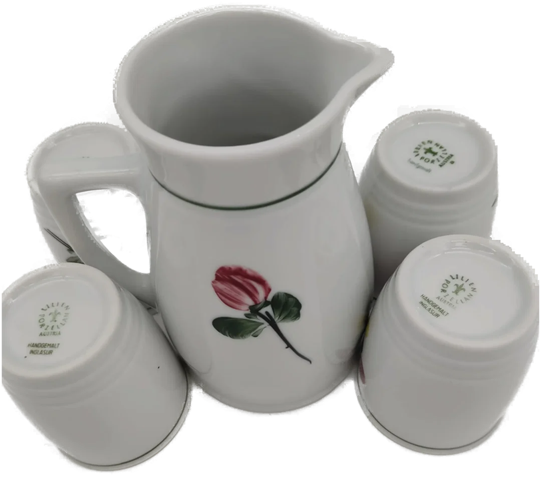 Lilien Porzellan Alpenflora Krug mit 4 Stk. Tassen  – Bild 4