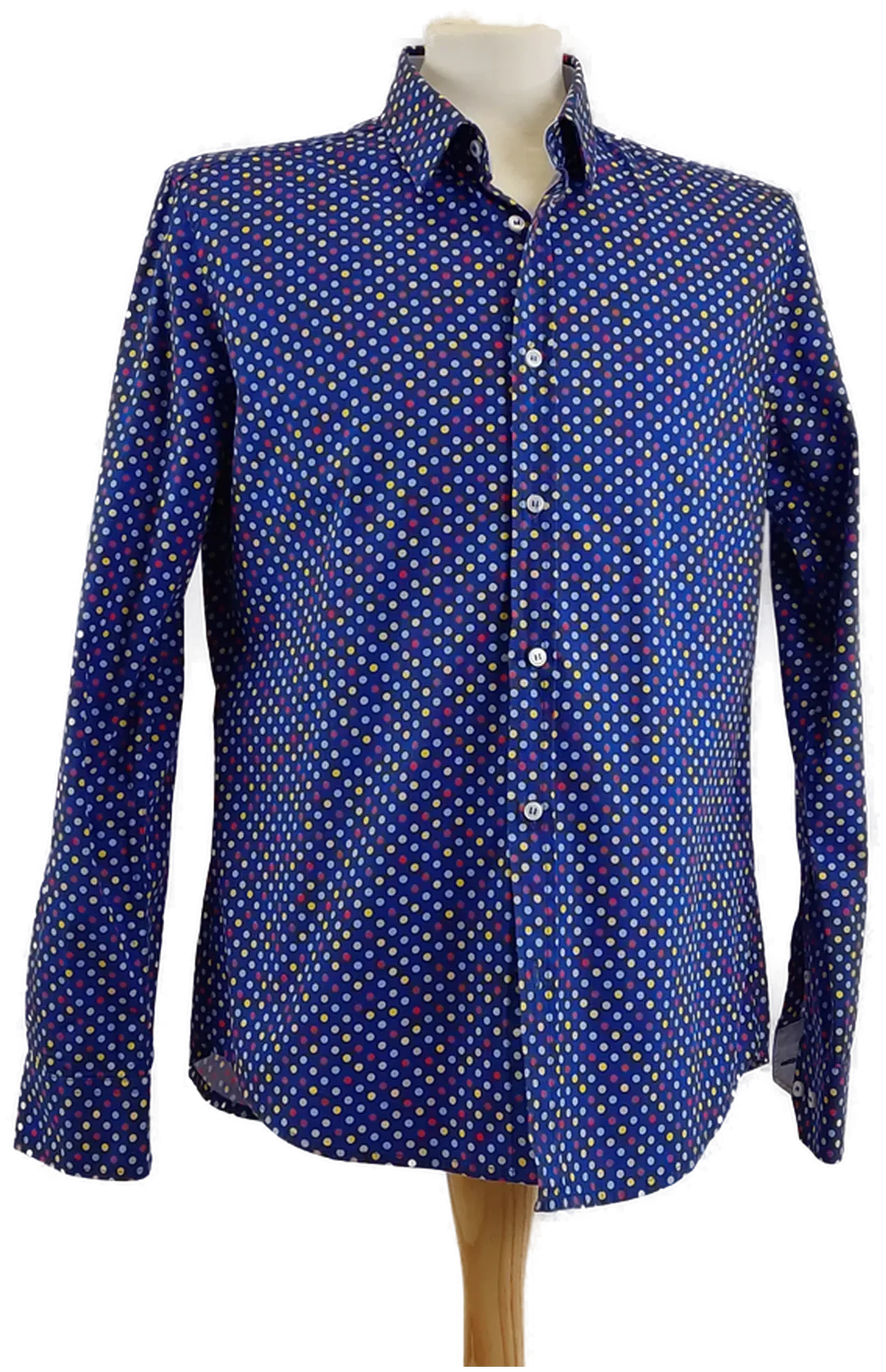 Blaues Herren Hemd Langarm, gepunktet, Gr. L - Bild 1