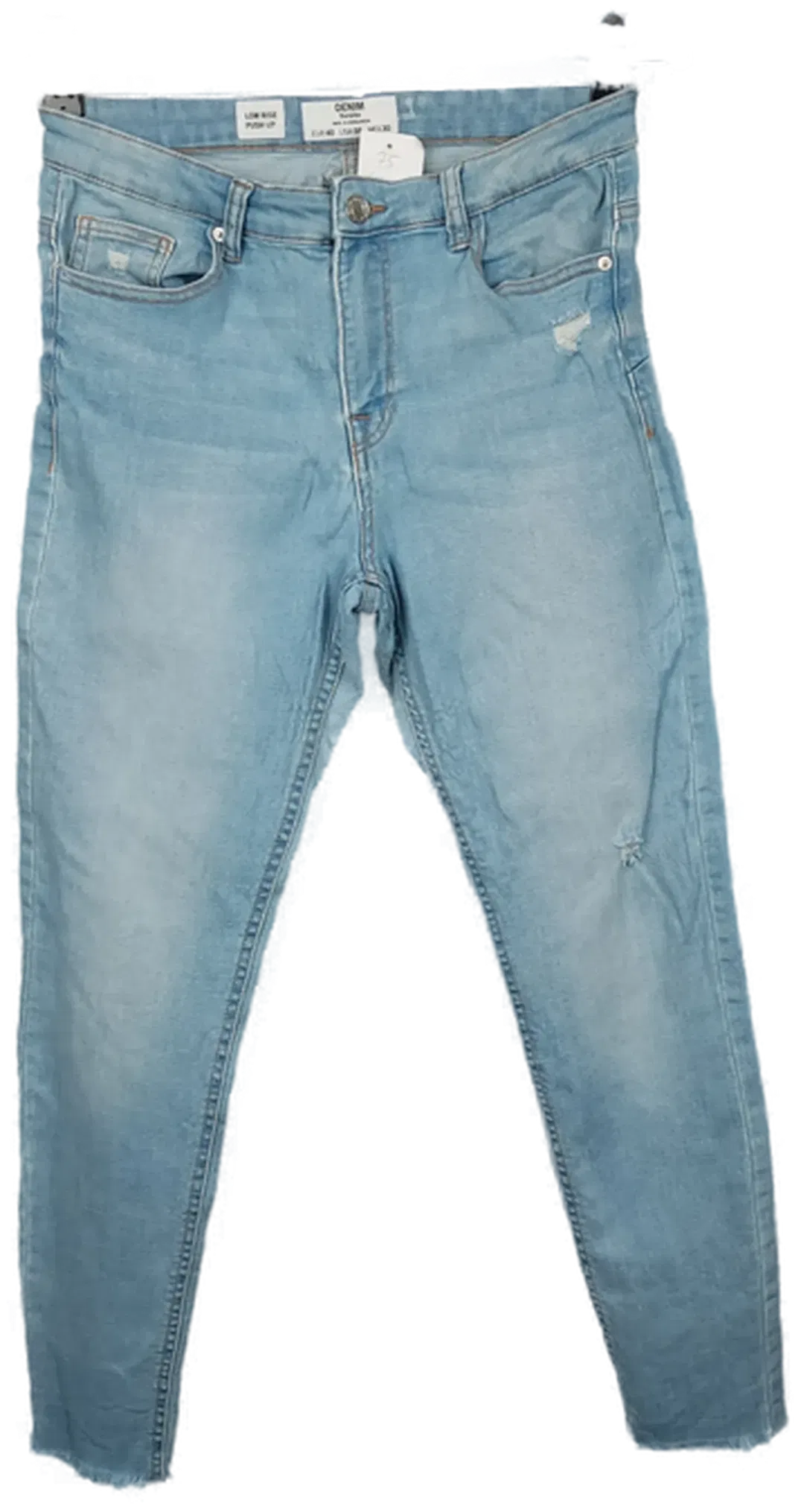 Bershka Denim Low Rise Push Up Damen Used Look Jeans Gr. 40, W28/L27 - Bild 4