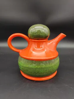 21-tlg. Spanisches Kaffee-/Teeservice orange-grün der Marke Zell - Bild 1