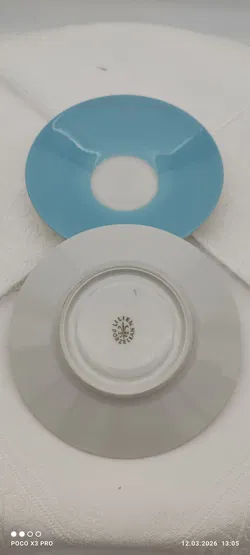 Lilien Porzellan Mokka-Untersetzer 2er Hellblau/Lila | Vintage - Bild 7