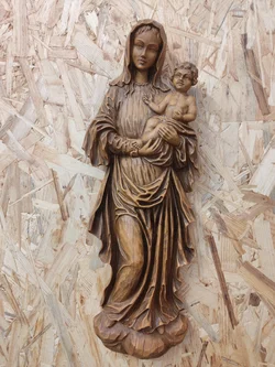 Holz-Wandbild Madonna Mit Kind 40 cm | Handgearbeitet - Bild 1
