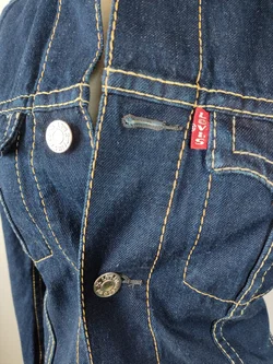 Levi's Type1 Jeanskleid Ärmellos mit passender Denim Truckerjacke dunkelblau - XS/34 - Bild 5