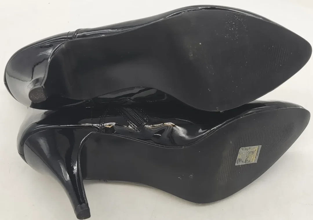 Stiefeletten High-Heels Lack schwarz mit Schnürung  Größe 49 – Bild 4
