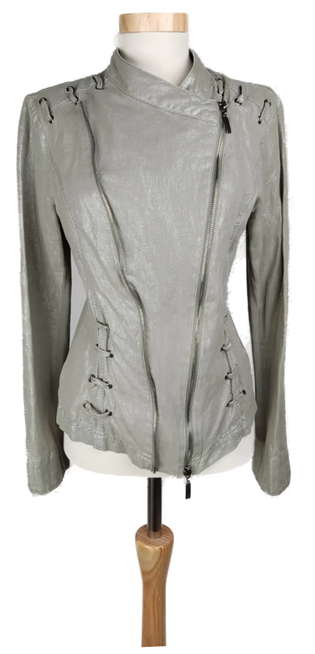 Crisca Damen Jacke grau glänzend - L/42 - Bild 4