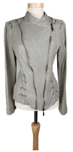 Crisca Damen Jacke grau glänzend - L/42 - Bild 1
