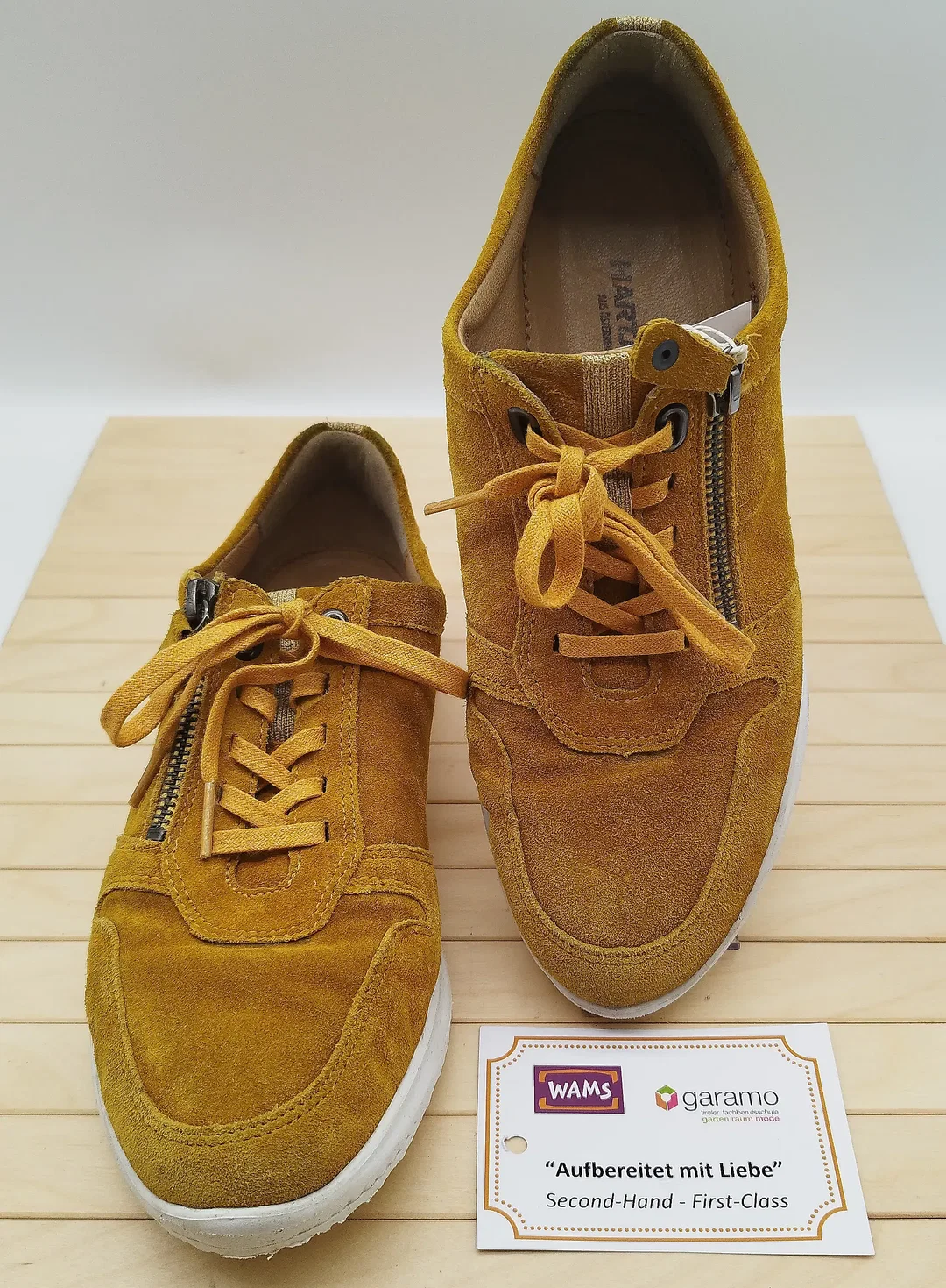 Hartjes Leder Sneaker Currygelb Unifarben, Gr. 38,5 - neu besohlt  – Bild 1